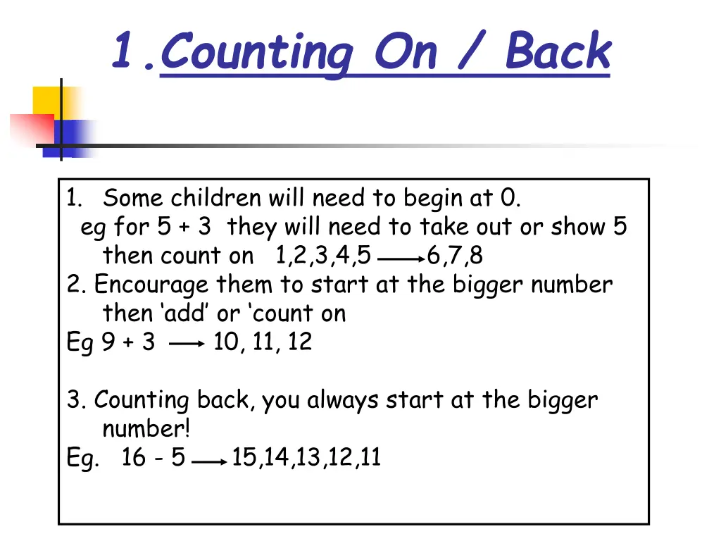 1 counting on back