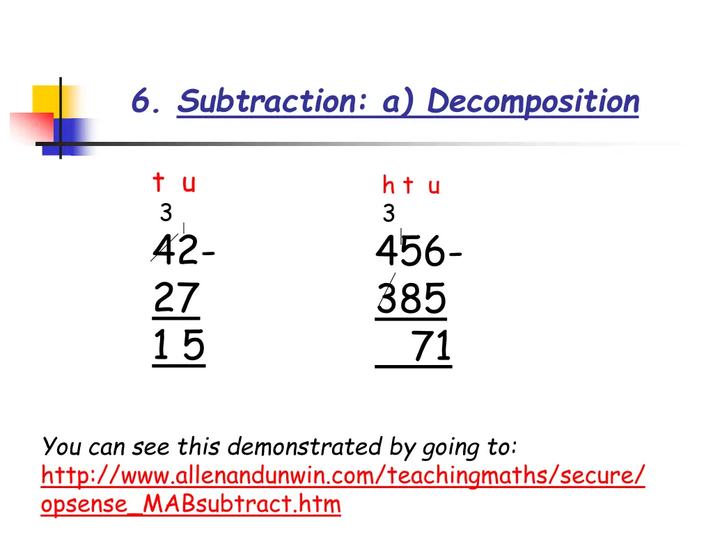 6 subtraction a decomposition
