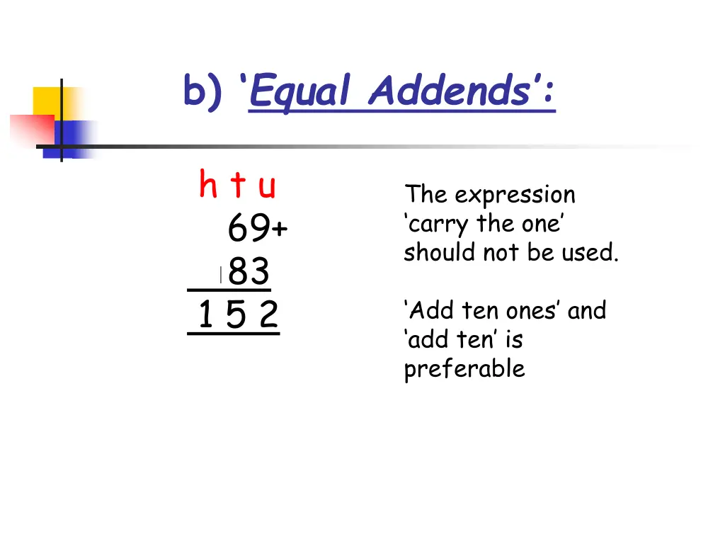 b equal addends