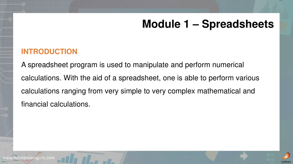 module 1 spreadsheets
