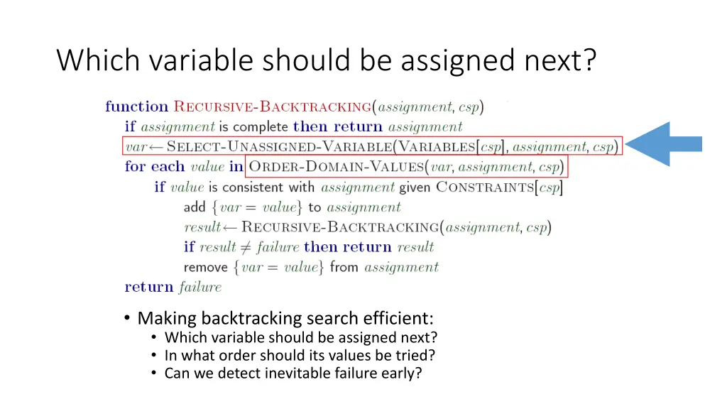 which variable should be assigned next