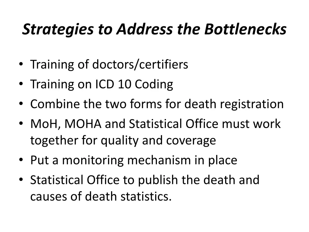 strategies to address the bottlenecks