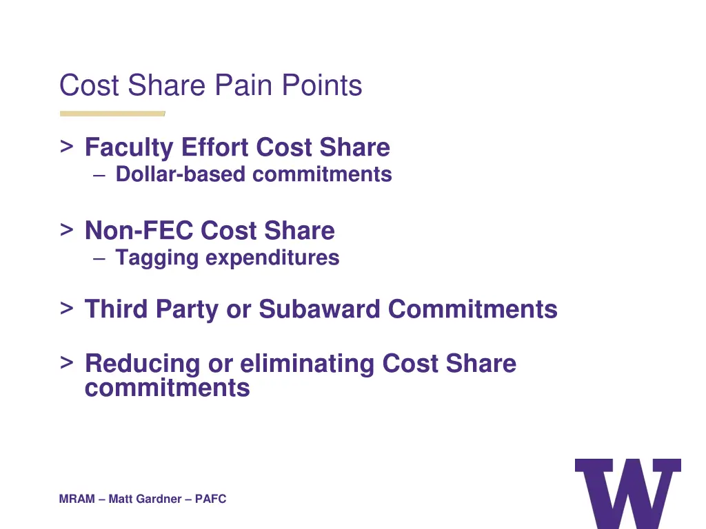 cost share pain points