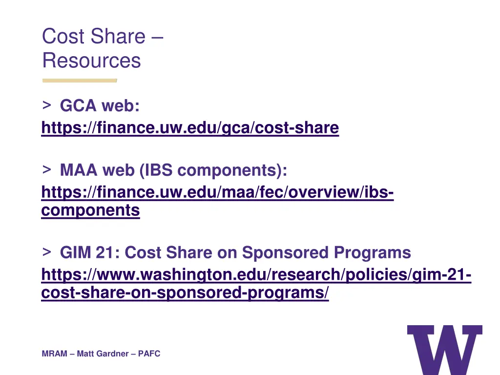 cost share resources