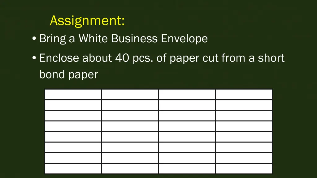 assignment