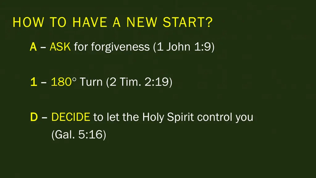 how to have a new start