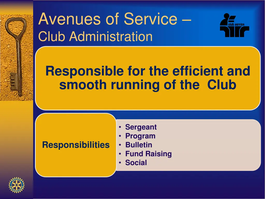 avenues of service club administration