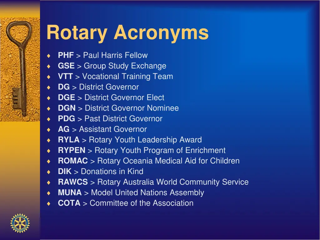 rotary acronyms