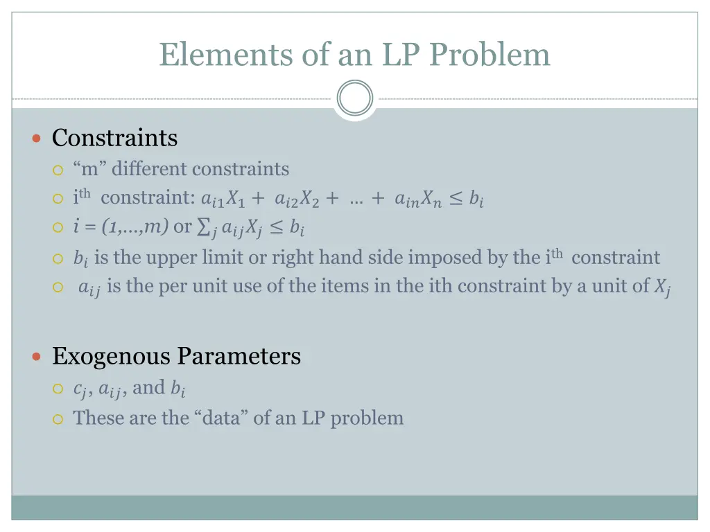 elements of an lp problem 1