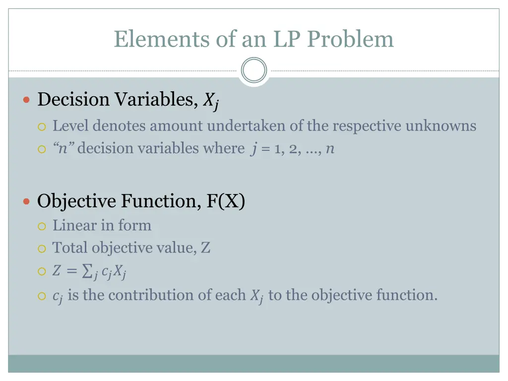 elements of an lp problem