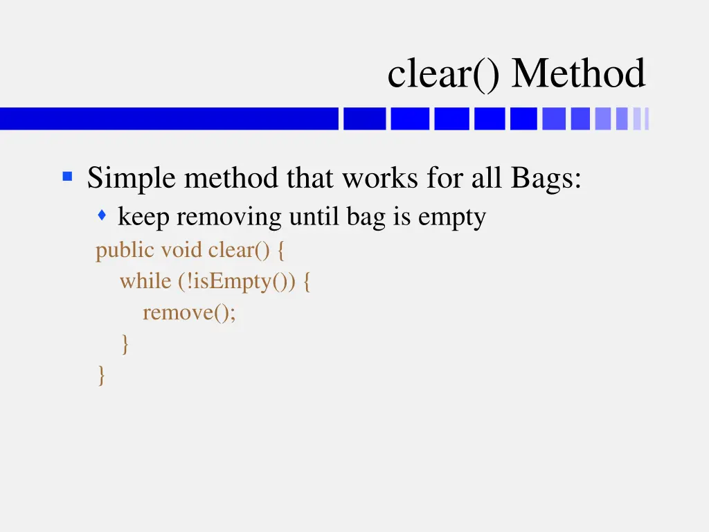 clear method