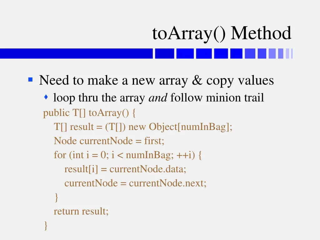 toarray method