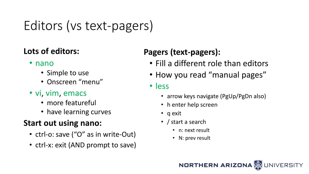 editors vs text pagers