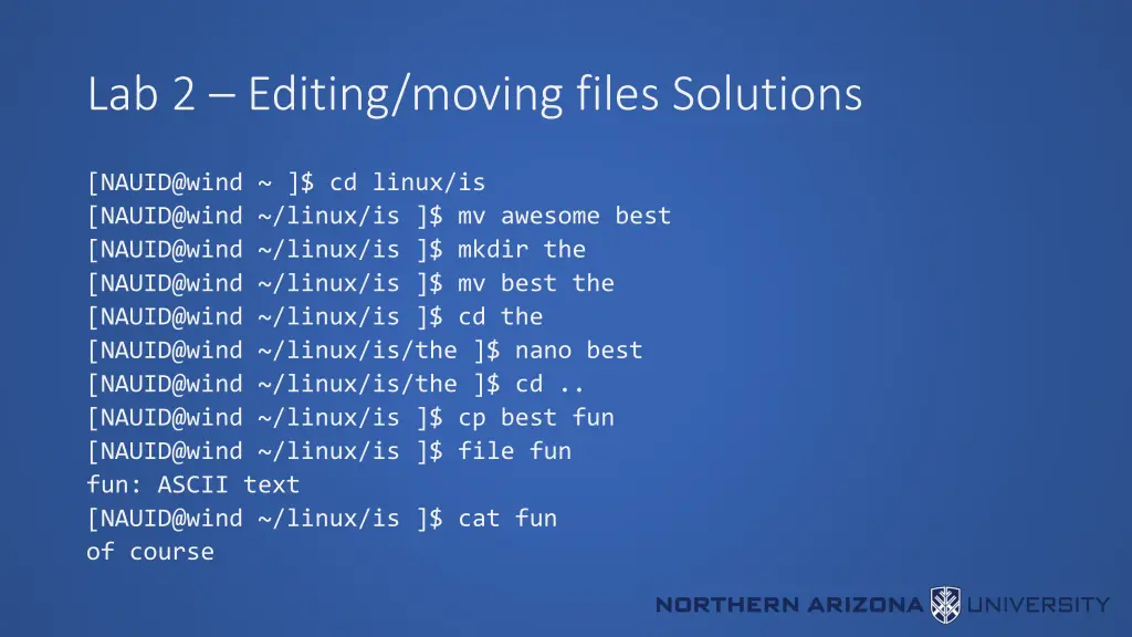 lab 2 editing moving files solutions