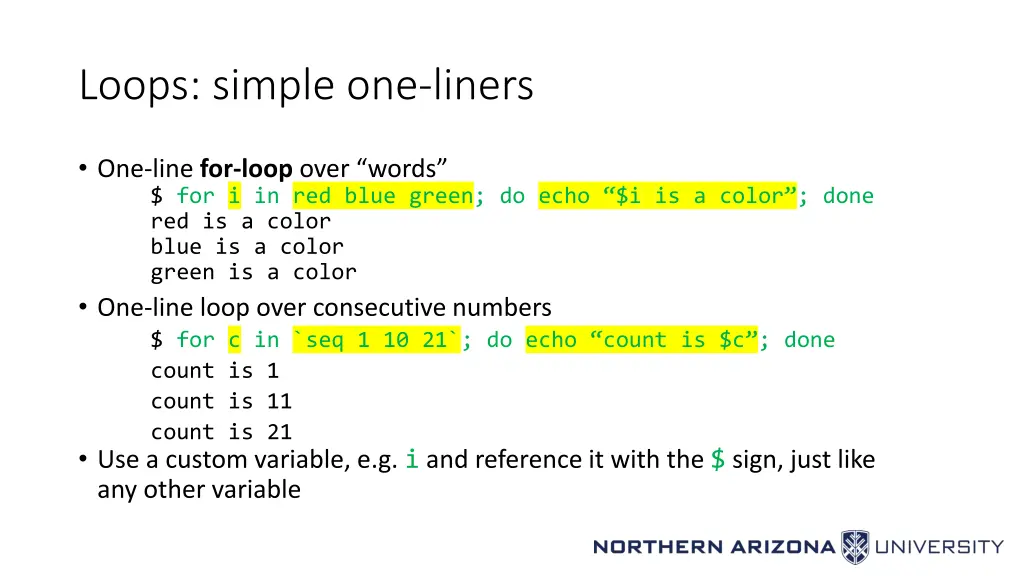 loops simple one liners