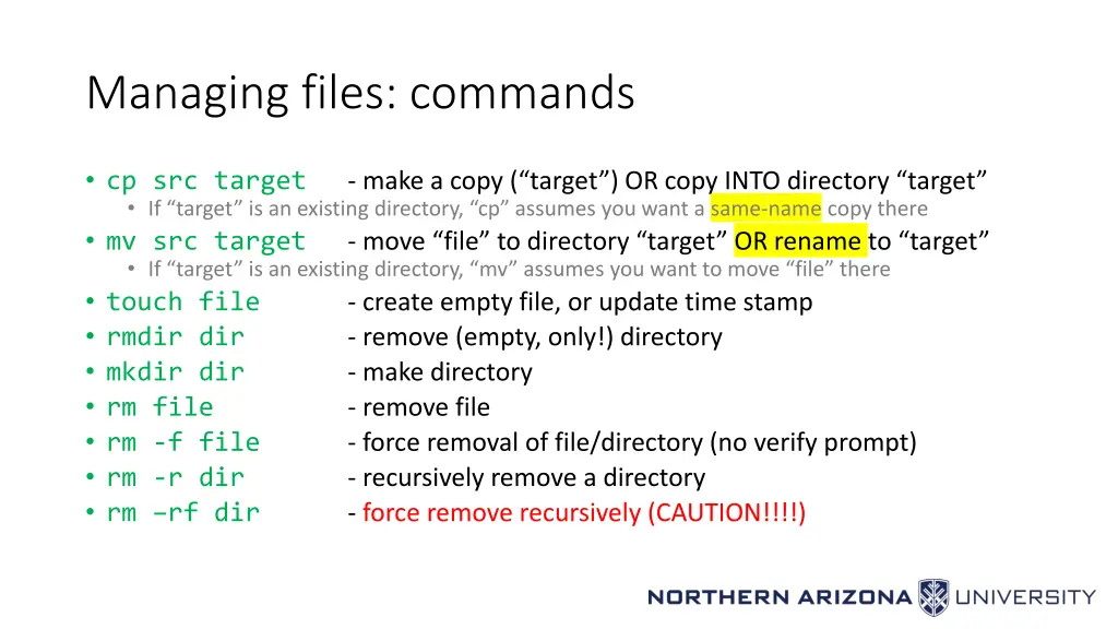 managing files commands