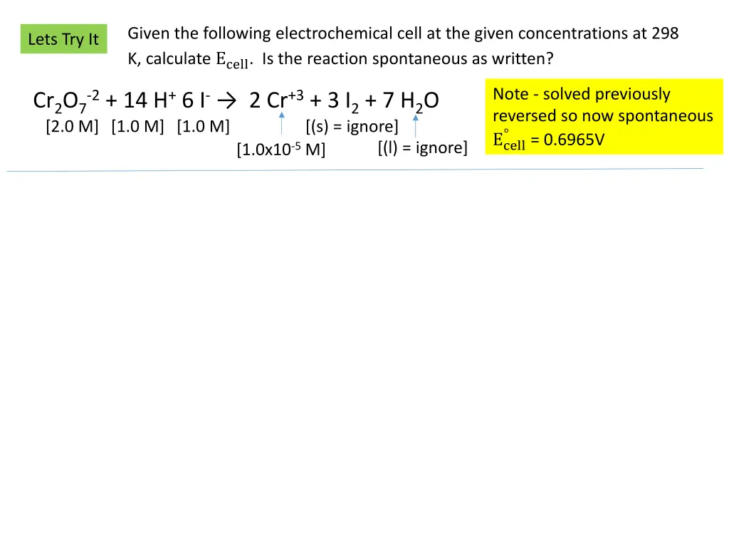 given the following electrochemical cell