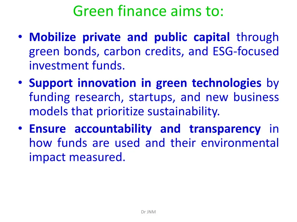 green finance aims to