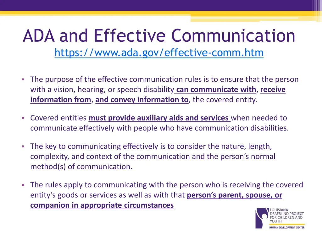ada and effective communication https