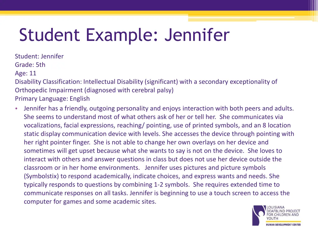 student example jennifer