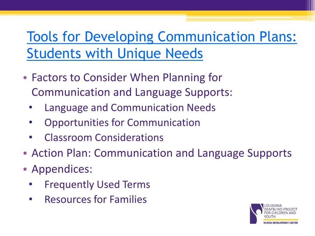 tools for developing communication plans students