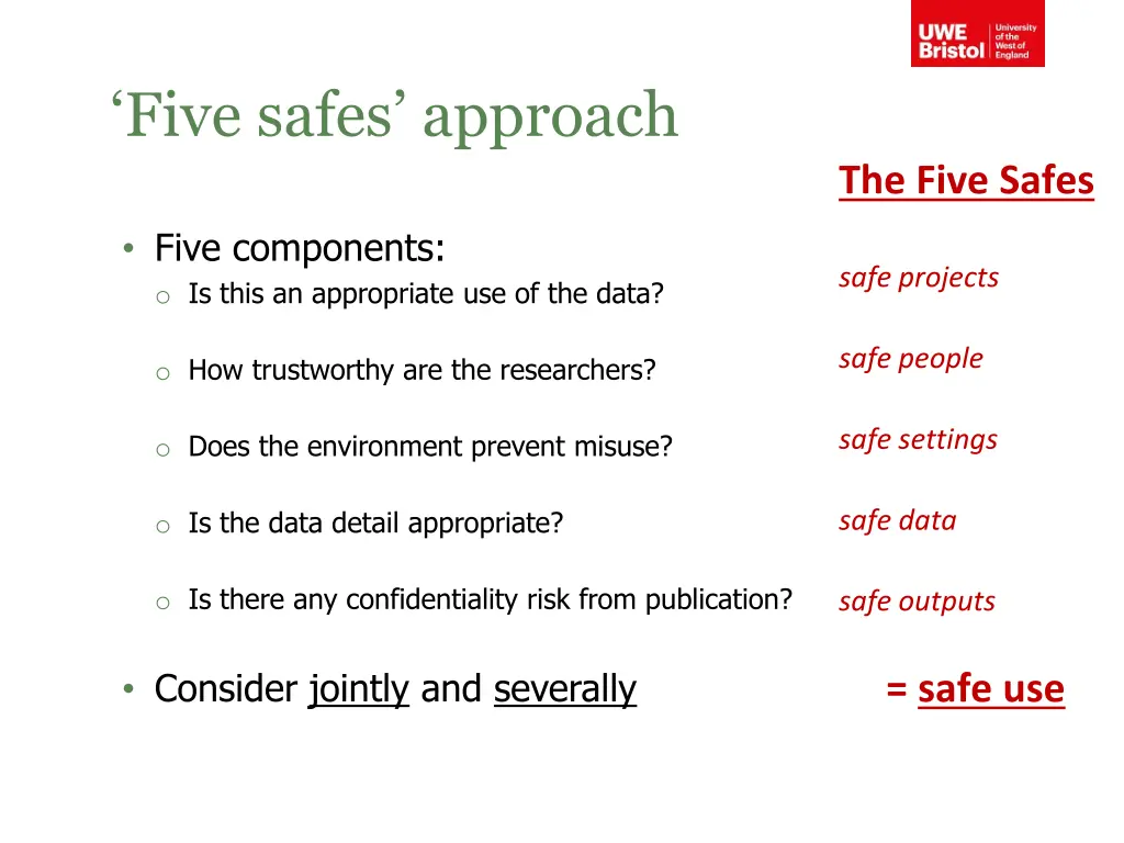 five safes approach