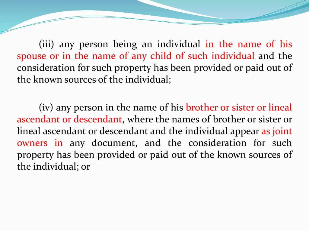 iii any person being an individual in the name