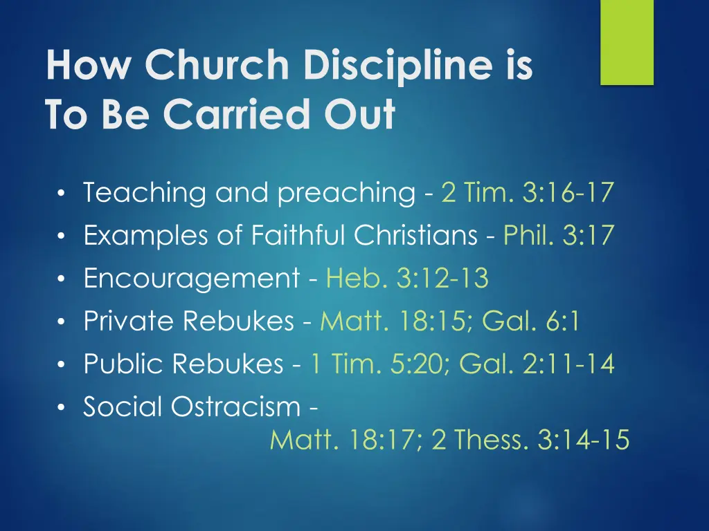 how church discipline is to be carried out