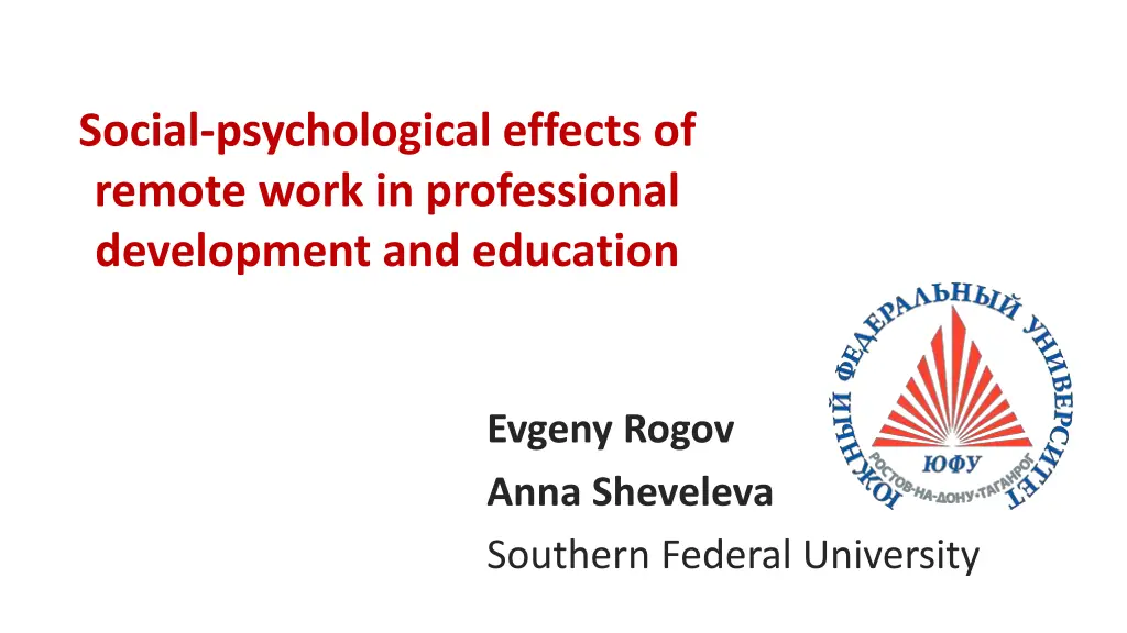 social psychological effects of remote work
