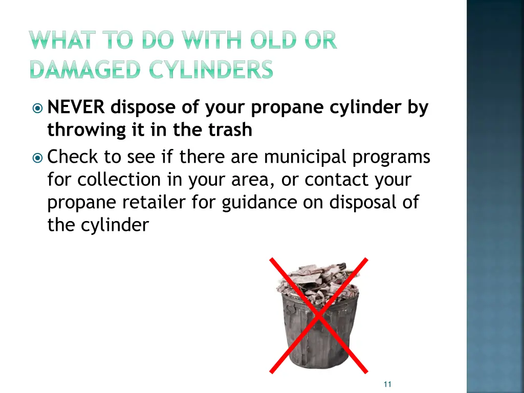 what to do with old or damaged cylinders