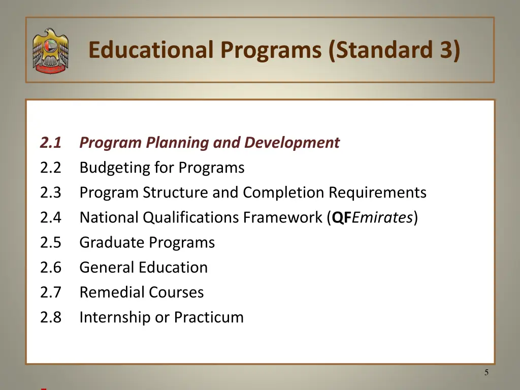 educational programs standard 3 1