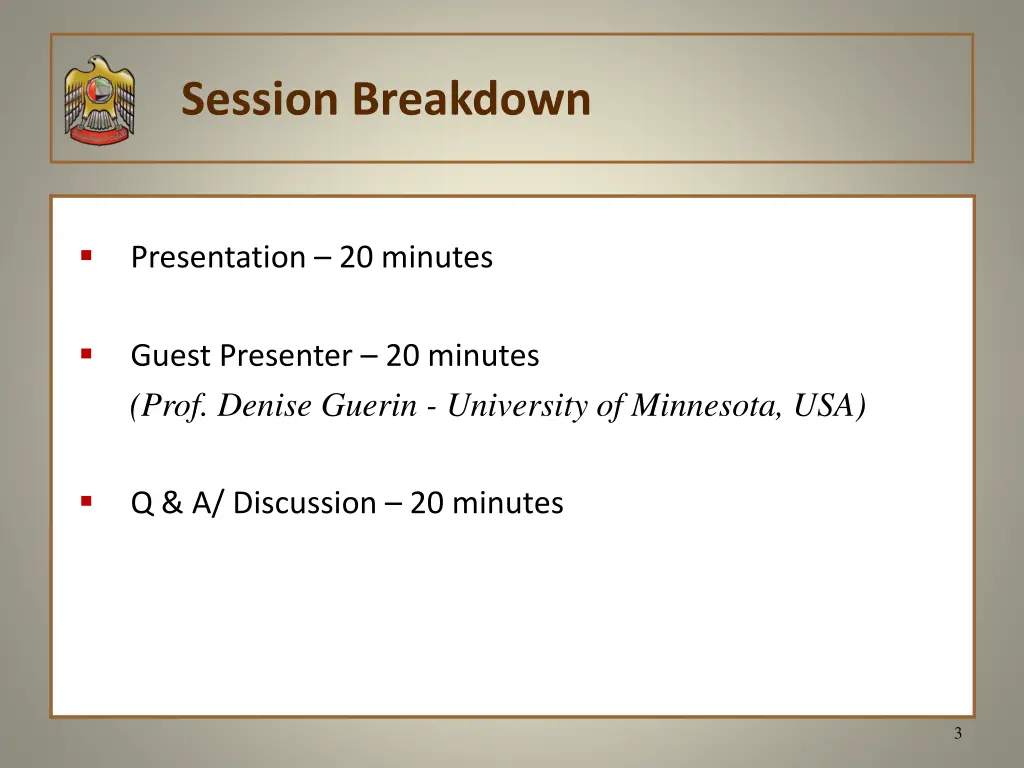 session breakdown