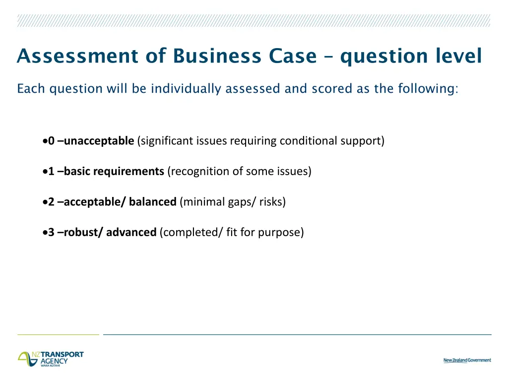 assessment of business case question level