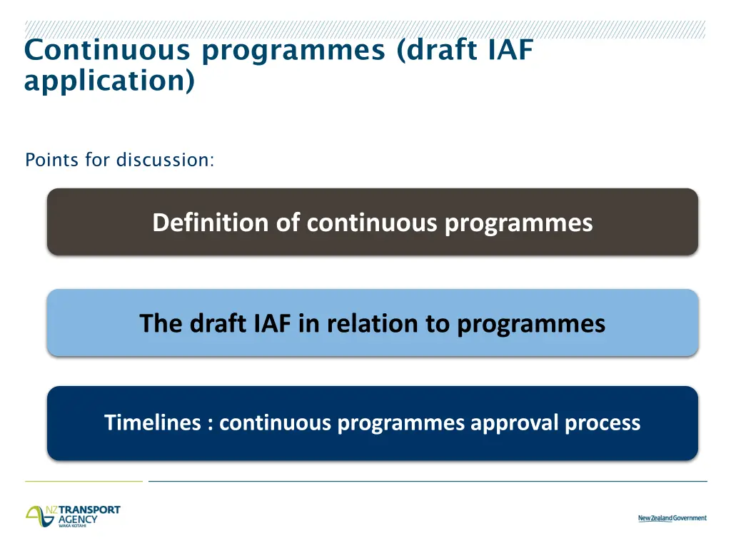 continuous programmes draft iaf application