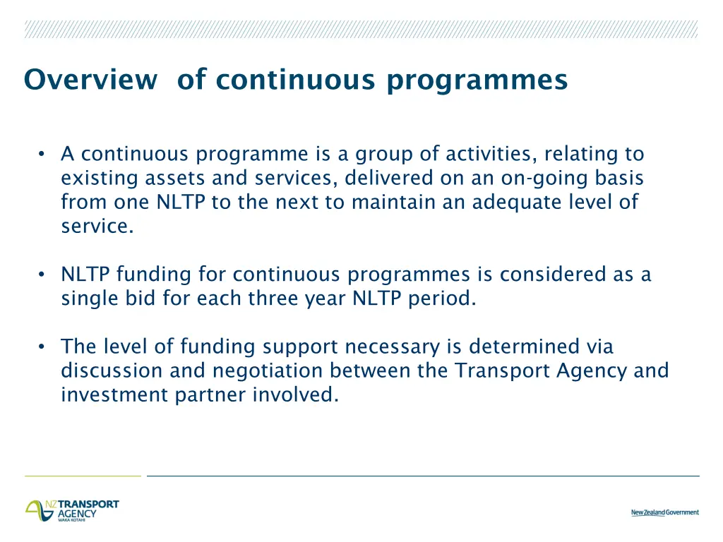 overview of continuous programmes