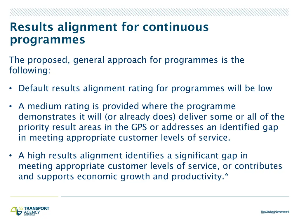 results alignment for continuous programmes