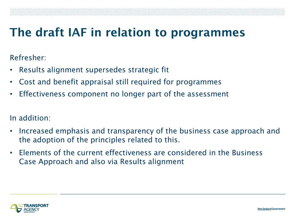 the draft iaf in relation to programmes
