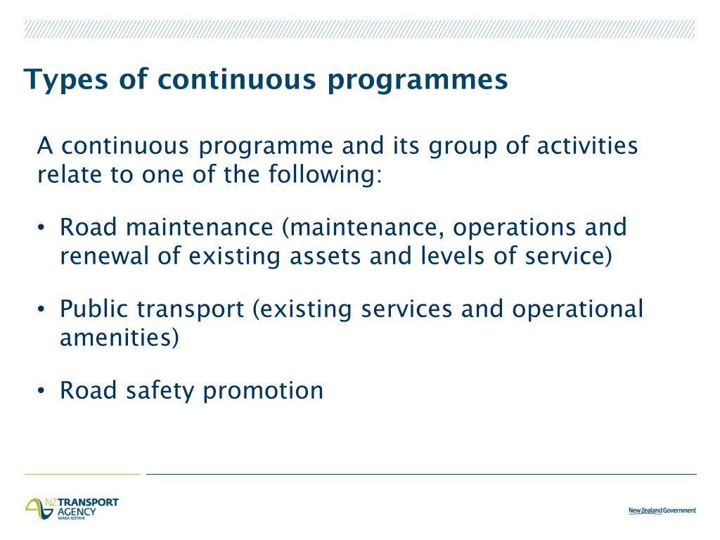 types of continuous programmes