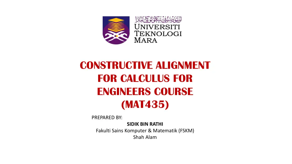 constructive alignment for calculus for engineers