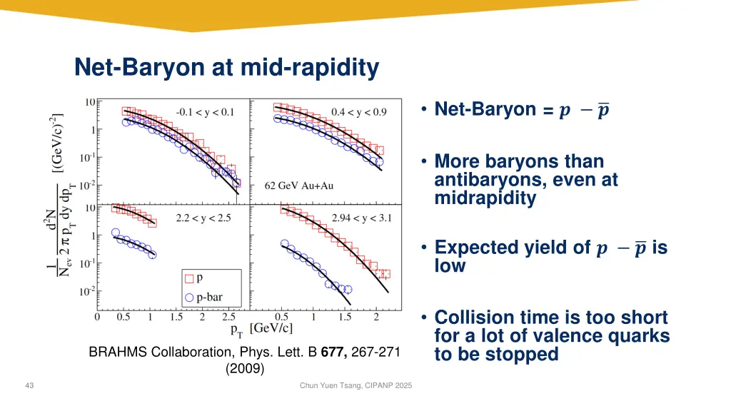 net baryon at mid rapidity