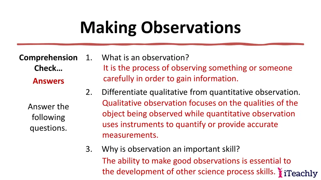 making observations 16