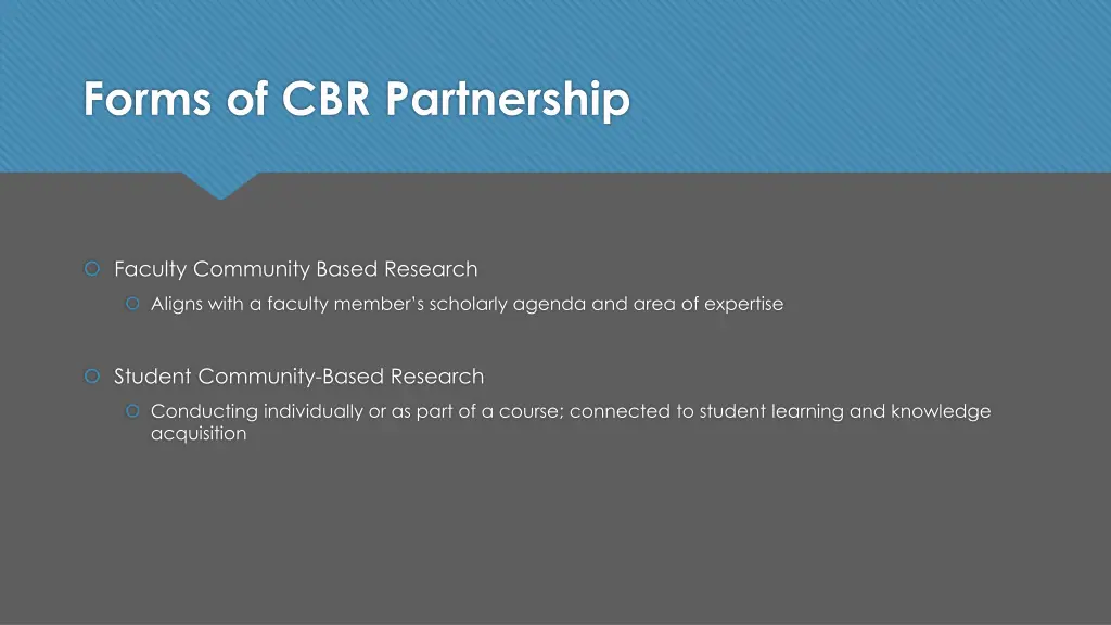 forms of cbr partnership