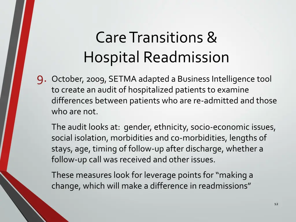 care transitions hospital readmission 9 october