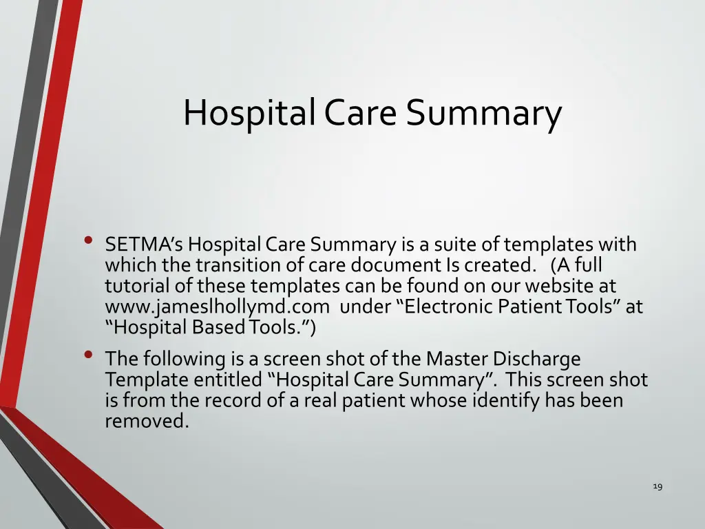 hospital care summary