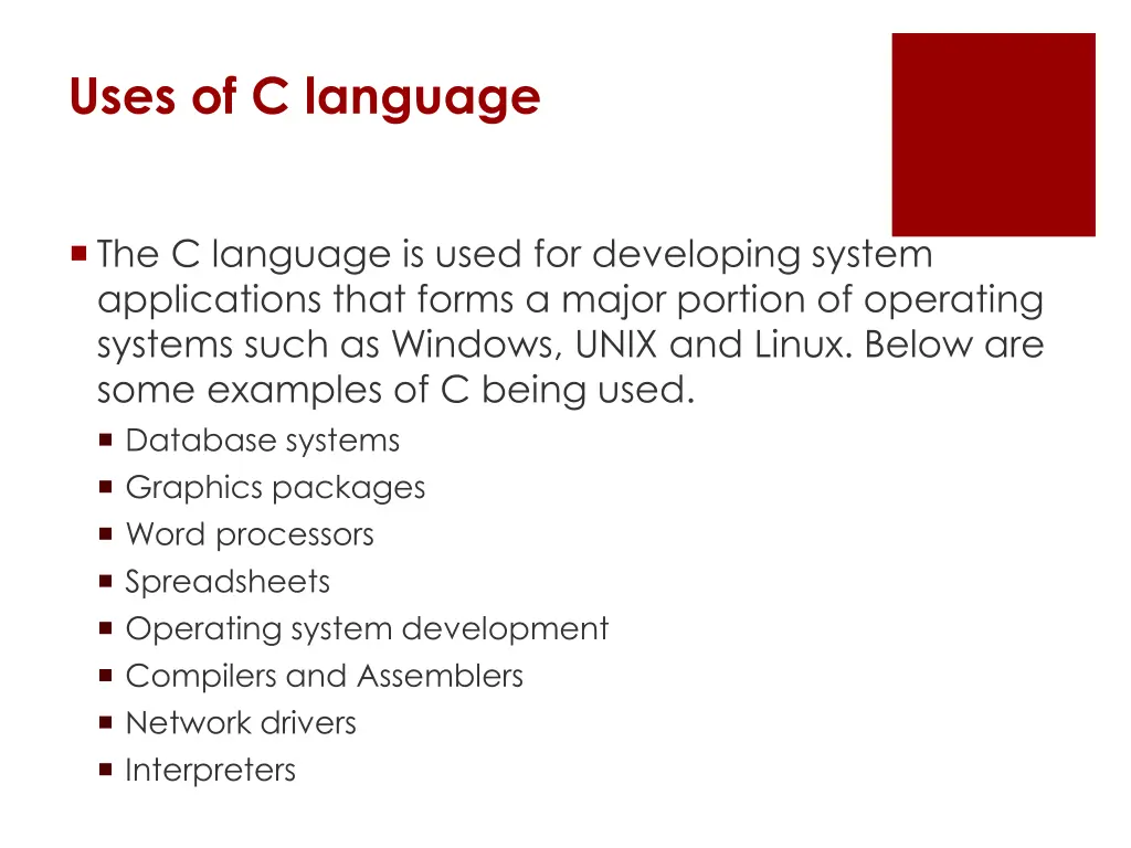 uses of c language