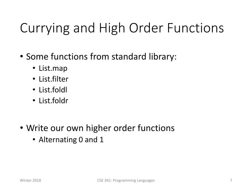 currying and high order functions
