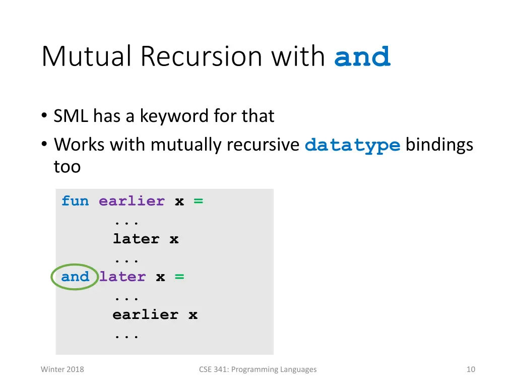 mutual recursion with and