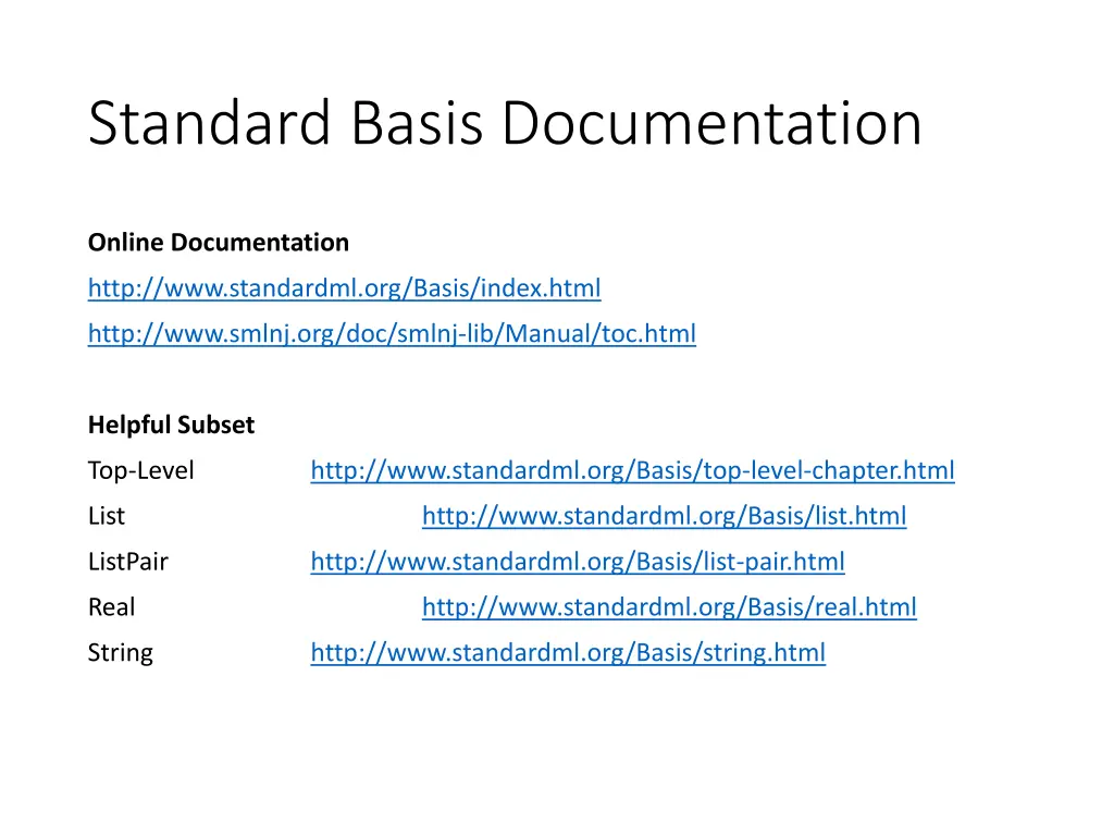 standard basis documentation