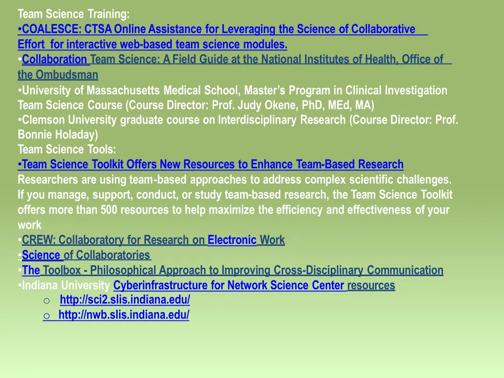 team science training coalesce