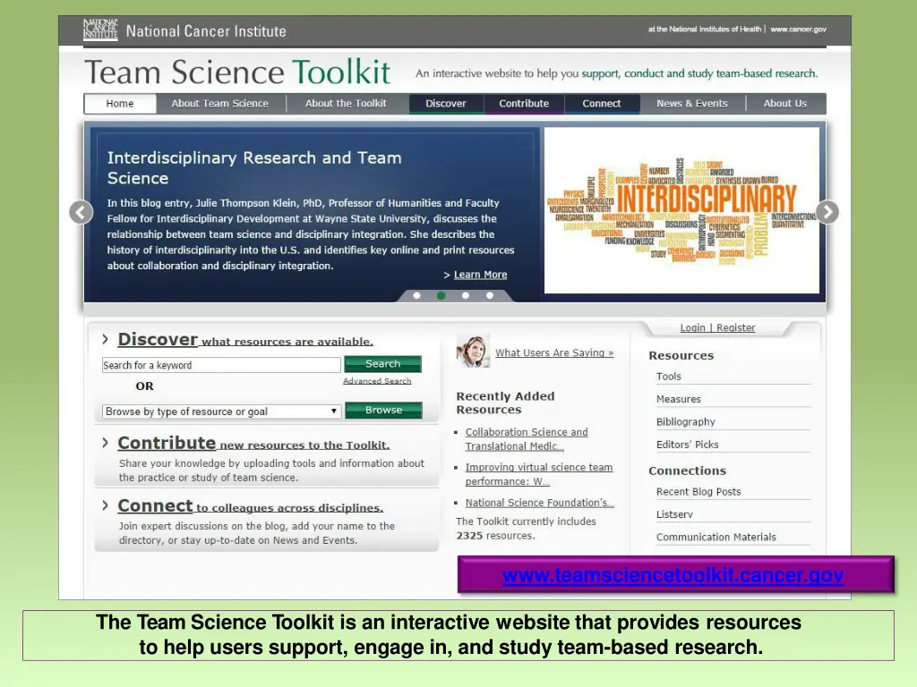 www teamsciencetoolkit cancer gov